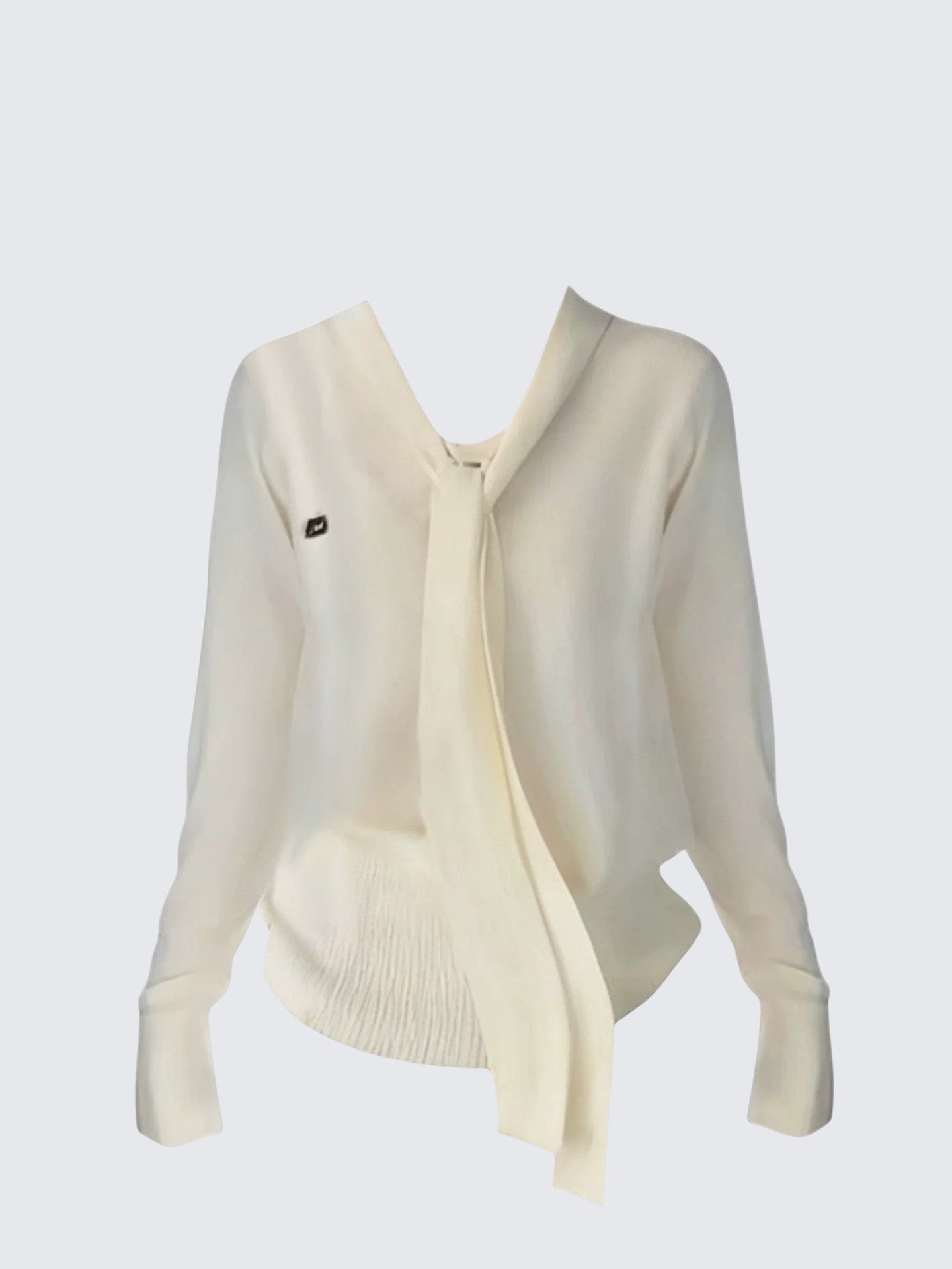 White V-Neck Knit Sweater