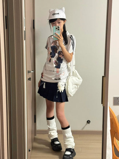 Y2K Cartoon Girl Polo Tee