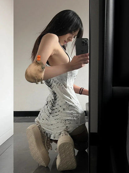 Y2K Subculture Corset Tank Top Fishbone Stitch Slim Fit Visual Kei Cami