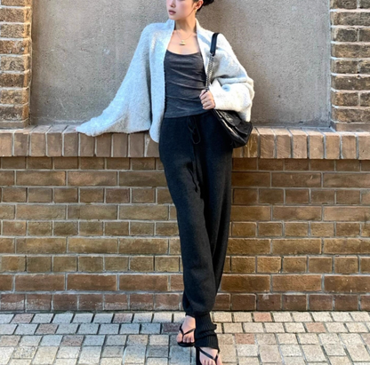 Retro Gray Loop Knit Batwing Cardigan