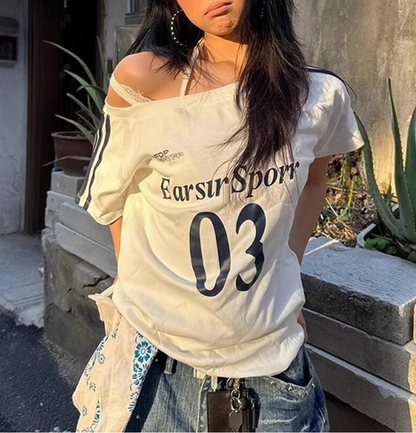 Off-Shoulder Strapped Tee