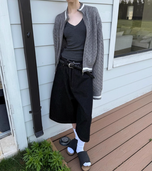 American Retro Cable Zip Knit Cardigan