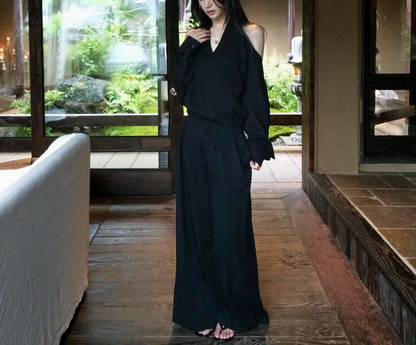 Halter Off Shoulder Black Hoodie Women