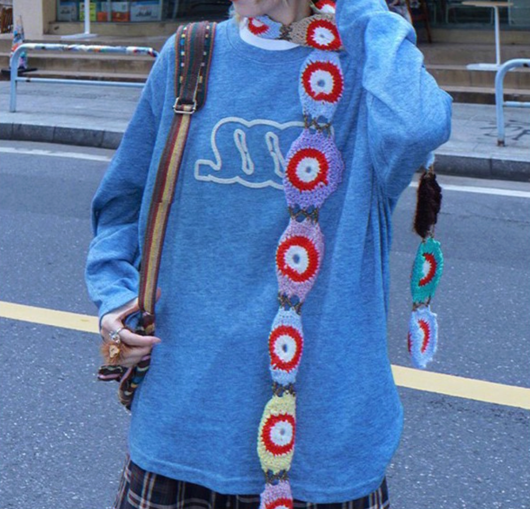 Japanese Letter Embroidery Tee Women
