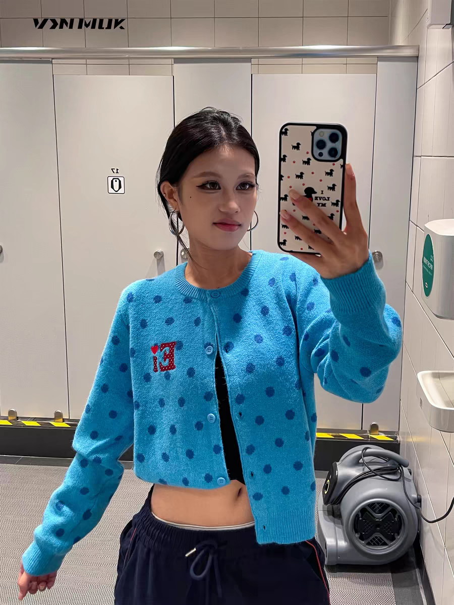 Vintage Polka Crop Cardigan