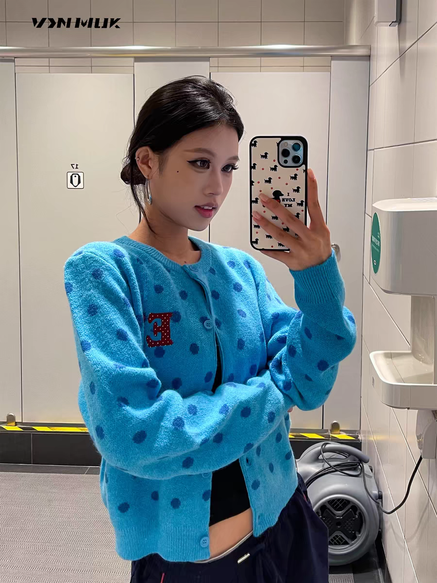 Vintage Polka Crop Cardigan