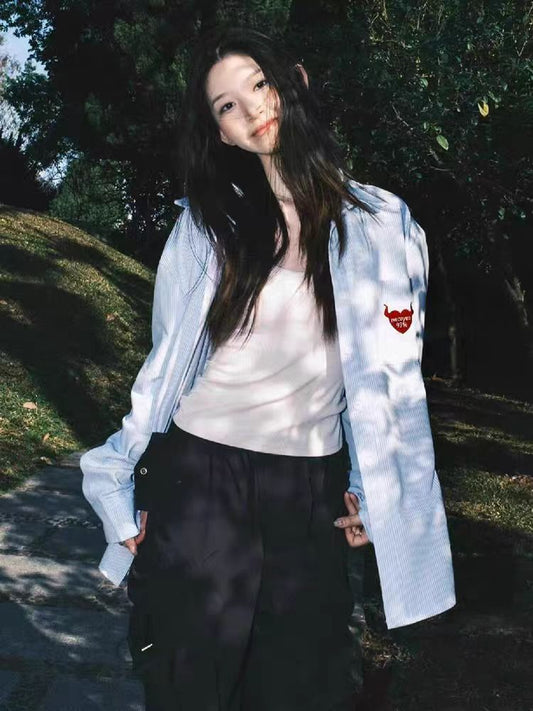 Blue Stripe Oversize Shirt