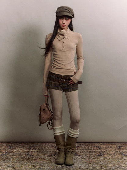 Korean Turtleneck Button Knit Top