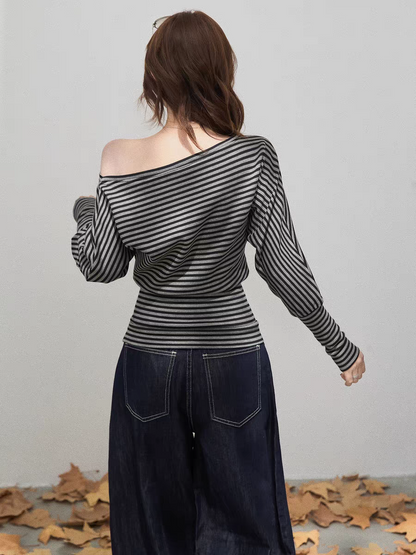Vintage American Stripe Asymmetrical Tee