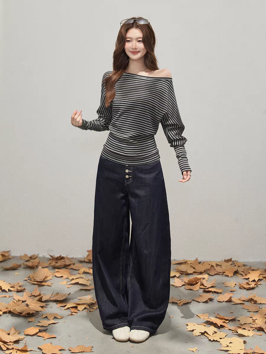 Vintage American Stripe Asymmetrical Tee