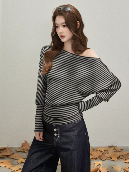 Vintage American Stripe Asymmetrical Tee