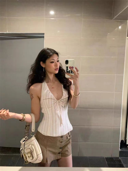 Pink V-Neck Halter Top