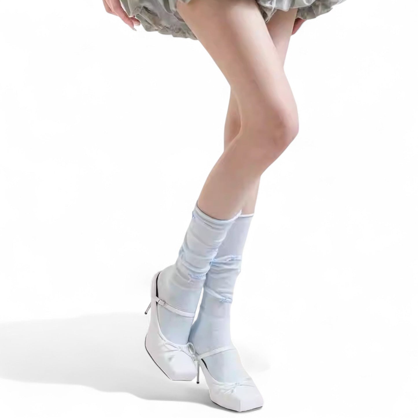 Airy Bow Slouch Balletcore Socks - tutufox - 