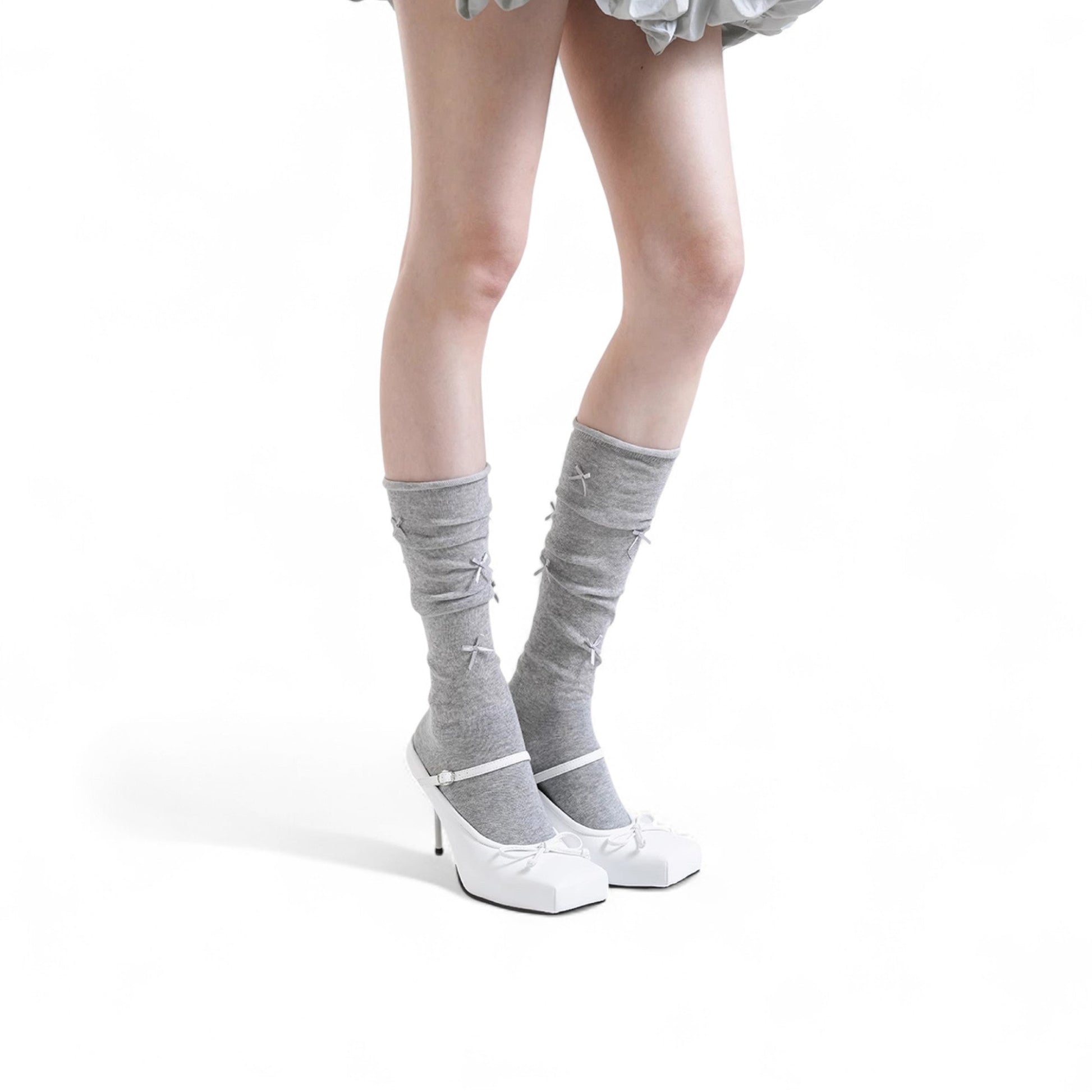 Airy Bow Slouch Balletcore Socks - tutufox - 