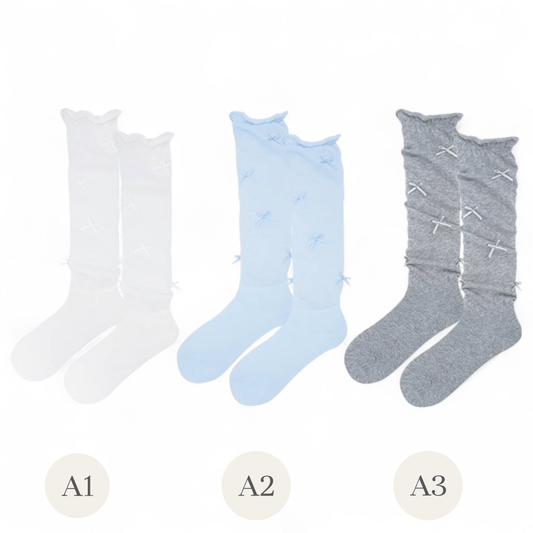 Airy Bow Slouch Balletcore Socks - tutufox - 