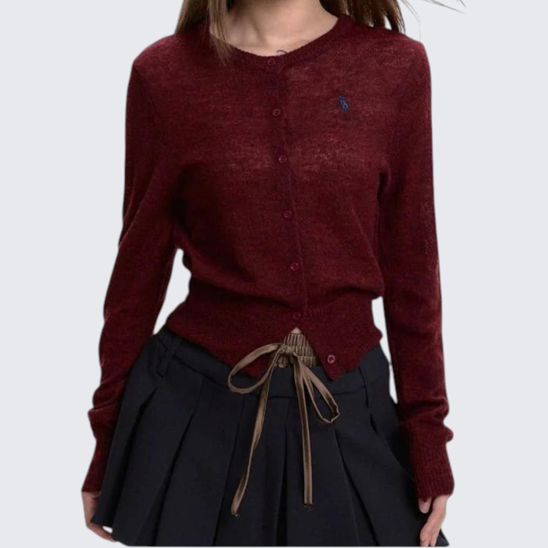 Autumn & Winter Red Long-Sleeve Knitted Cardigan Jacket