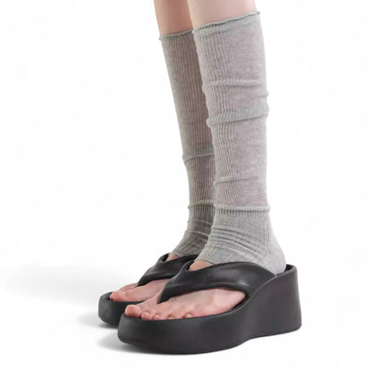 Balletcore Layers Ribbed Stirrup Crew Socks - tutufox - 