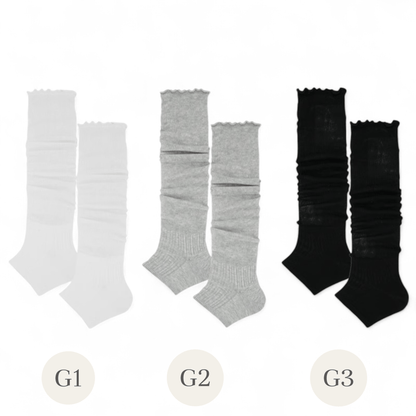 Balletcore Layers Ribbed Stirrup Crew Socks - tutufox - 