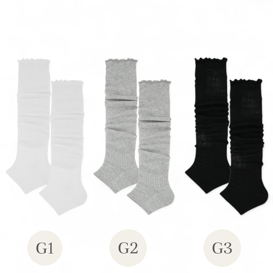 Balletcore Layers Ribbed Stirrup Crew Socks - tutufox - 
