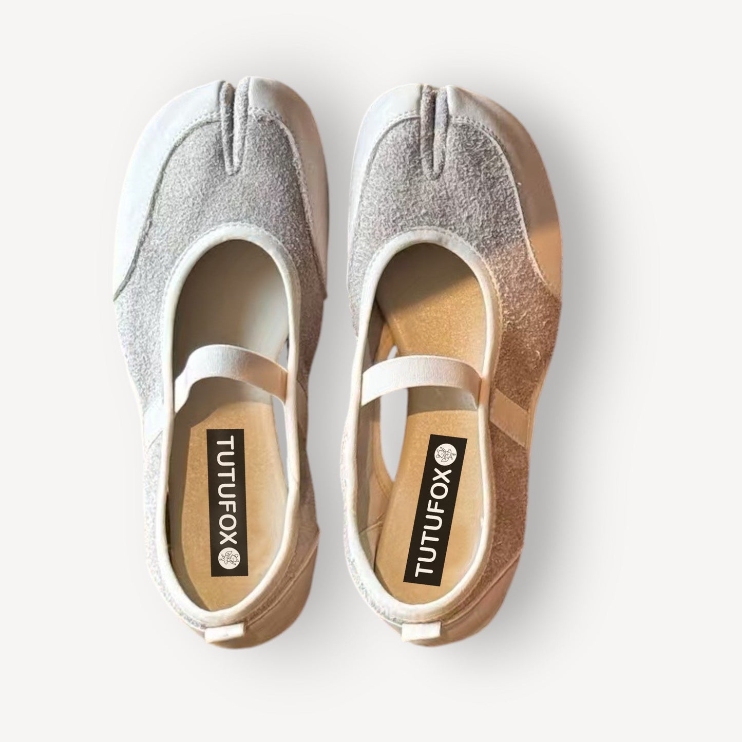 Beige Sporty Ballerina Split Toe Flats Tabi - tutufox - tabis