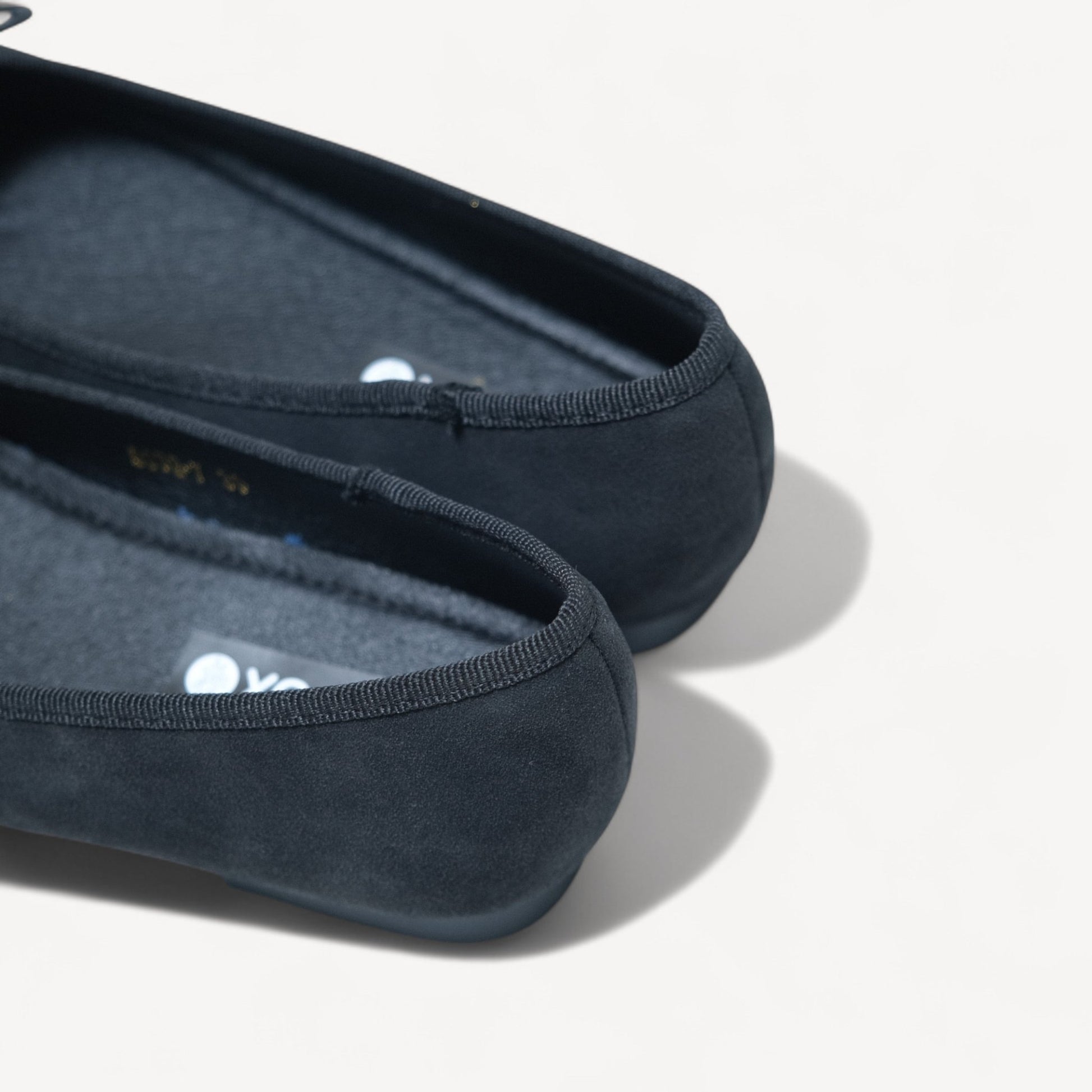 black almond toe bow ballet flats heel detail 