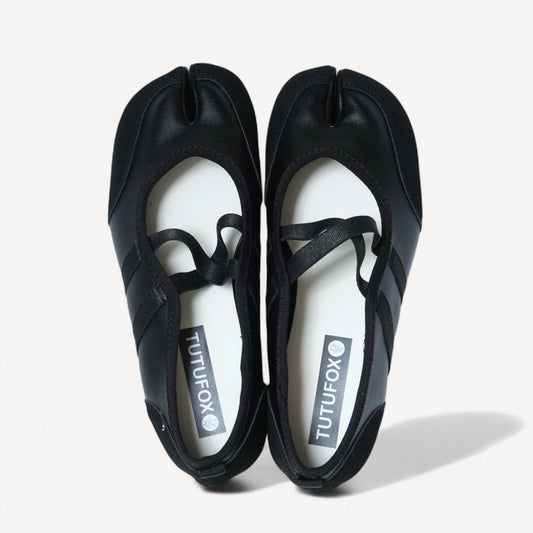 Black Ballet Sport Split Toe Tabi Flats - tutufox - tabis