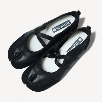 Black Ballet Sport Split Toe Tabi Flats - tutufox - tabis