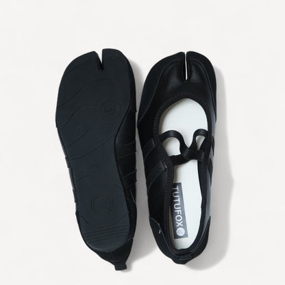 Black Ballet Sport Split Toe Tabi Flats - tutufox - tabis