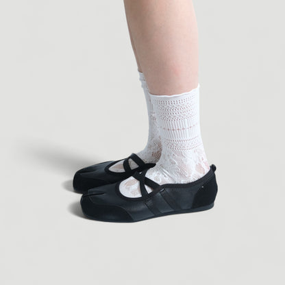 Black Ballet Sport Split Toe Tabi Flats - tutufox - tabis