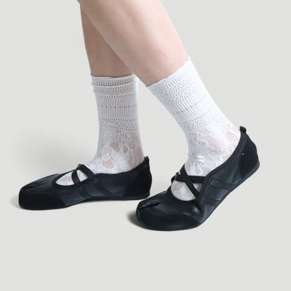 Black Ballet Sport Split Toe Tabi Flats - tutufox - tabis