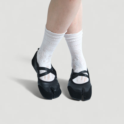 Black Ballet Sport Split Toe Tabi Flats - tutufox - tabis