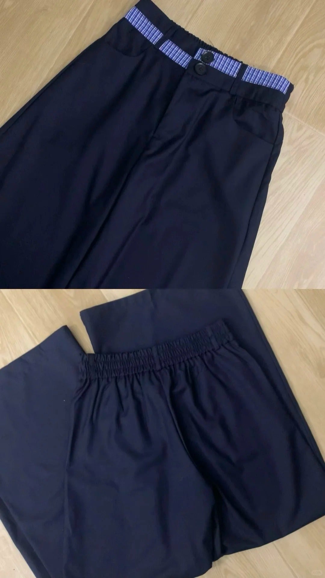 Black Halter Top and Blue Plaid Shawl with Wide Leg Pants Y2K Three Piece Sets - tutufox - 