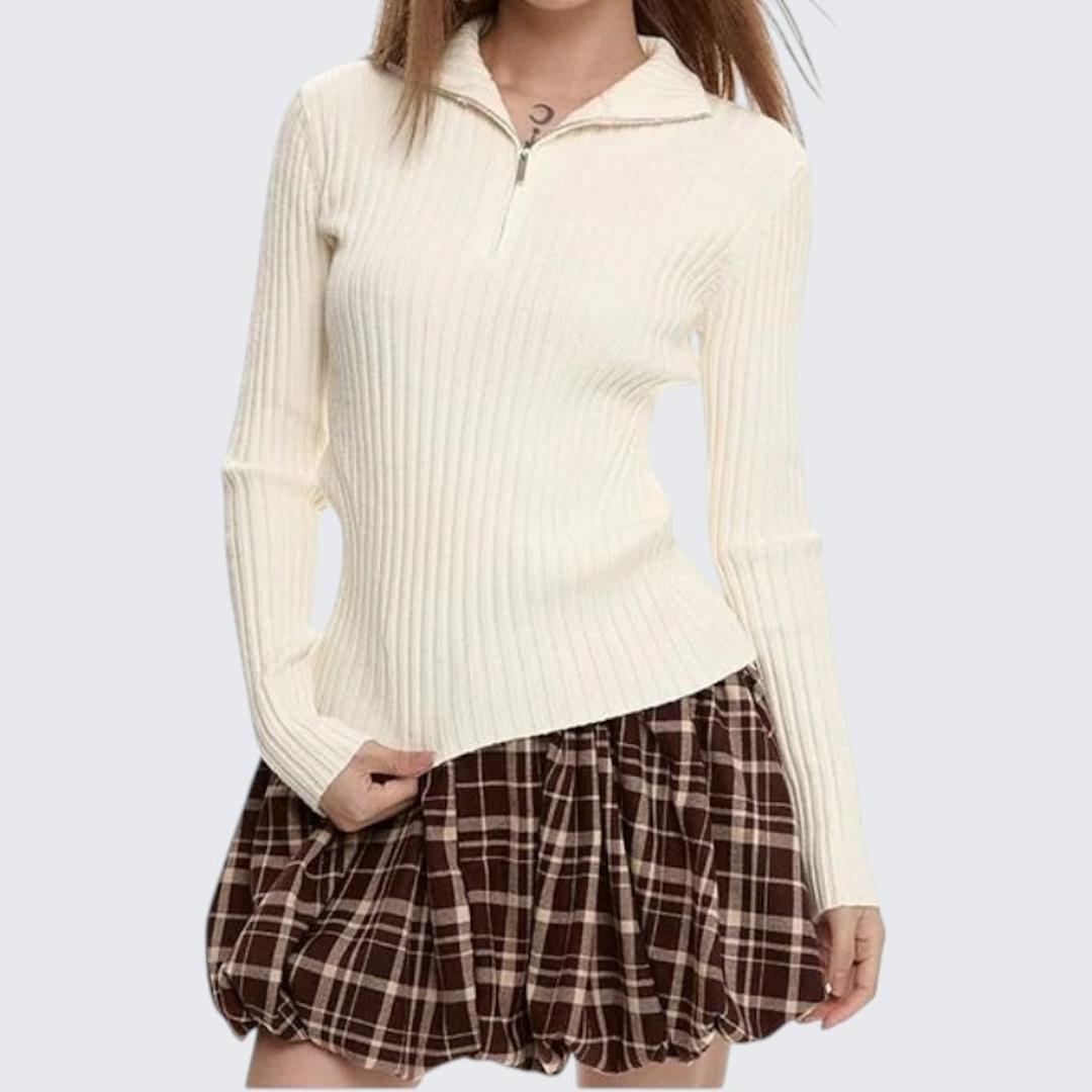 Black High - Neck Zipper Thickened Long - Sleeve Sweater For Women - Autumn & Winter - tutufox - 