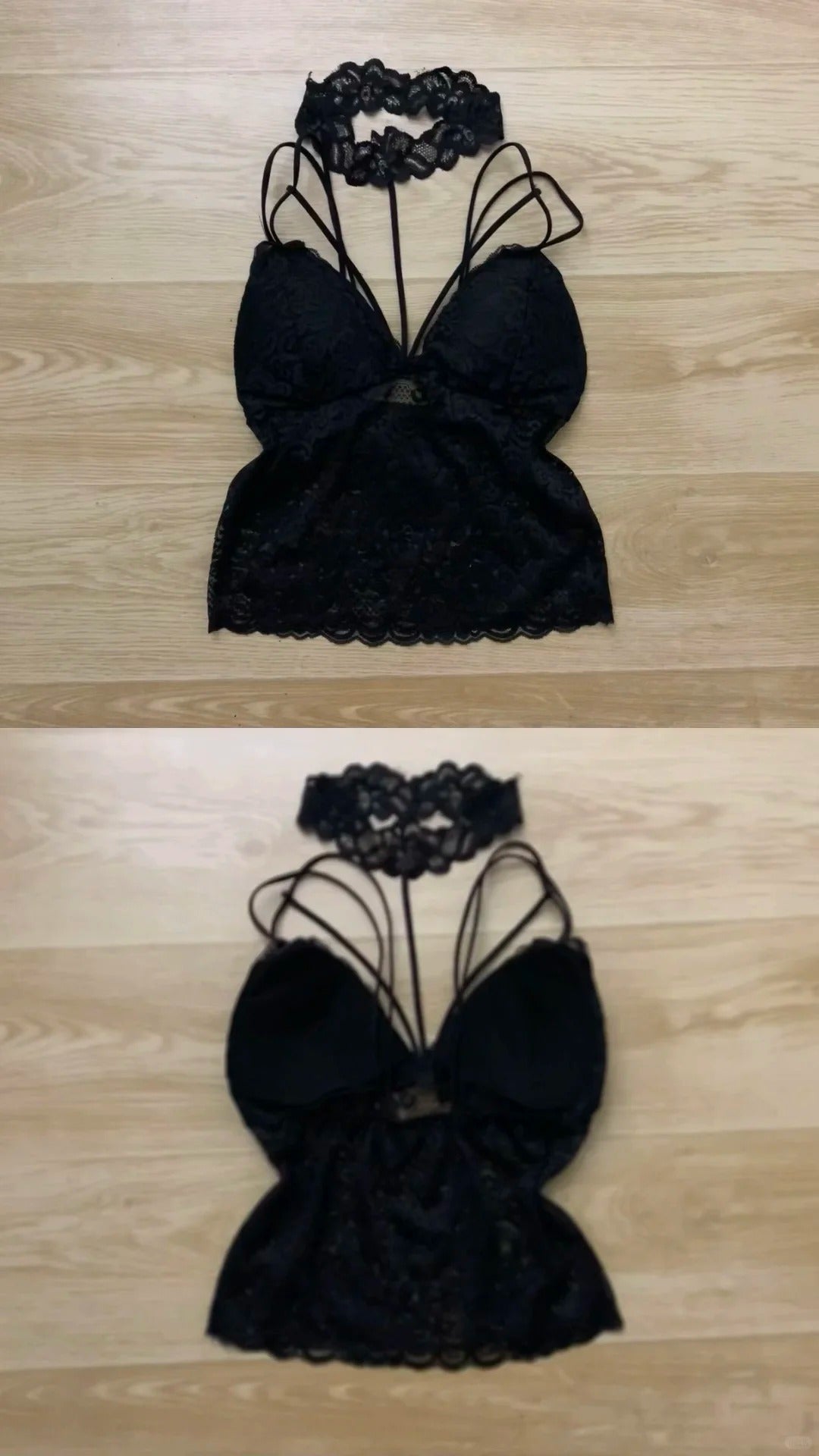 Black Lace Top and Layered Ruffle Skirt Y2K Outfit - tutufox - 