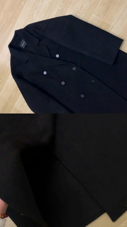 Black Long Coat with Top and Mini Skirt Y2K Three - Piece Set - tutufox - 