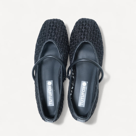 black mary jane flats front view