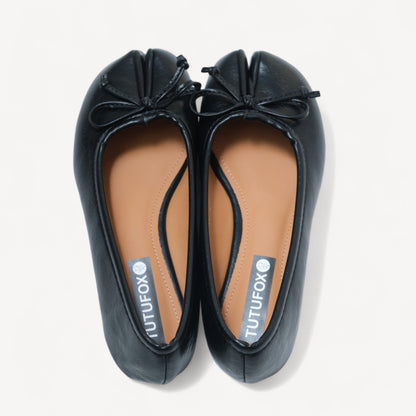 Black Matte Bow Mary Jane Flats Tabi - tutufox - tabis