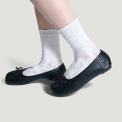 Black Matte Bow Mary Jane Flats Tabi - tutufox - tabis