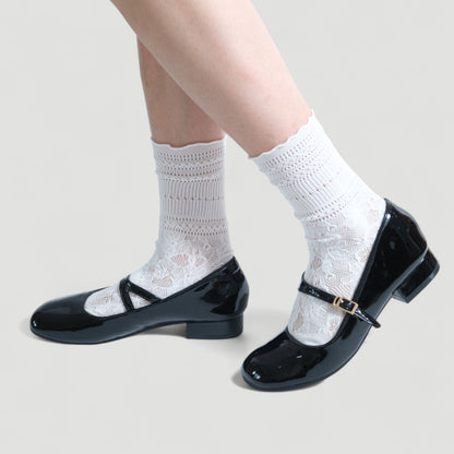 Black Patent Mary Jane Round Toe Flats - tutufox - shoes