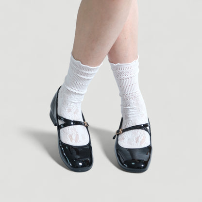 Black Patent Mary Jane Round Toe Flats - tutufox - shoes