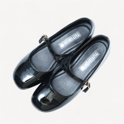 Black Patent Mary Jane Round Toe Flats - tutufox - shoes