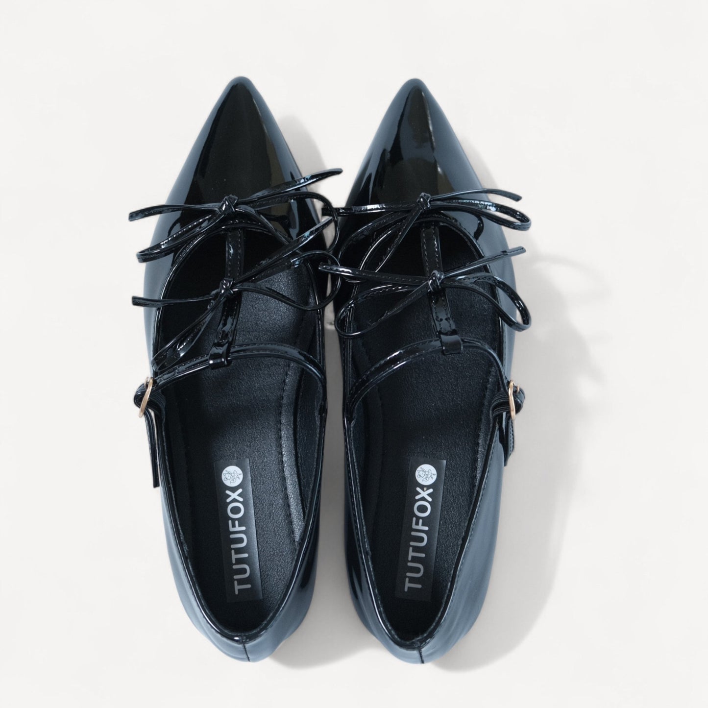 Black Patent T - Strap Ballet Flats - tutufox - shoes