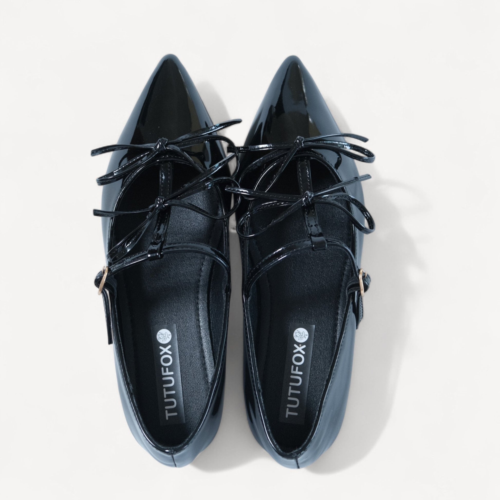 Black Patent T - Strap Ballet Flats - tutufox - shoes