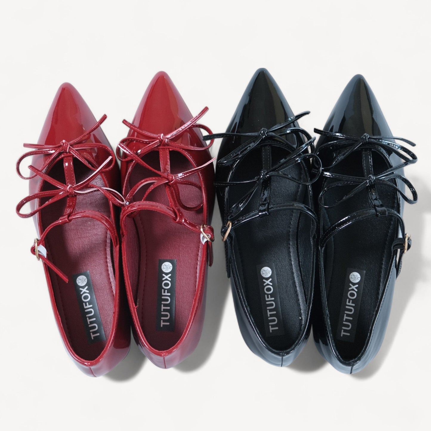 Black Patent T - Strap Ballet Flats - tutufox - shoes
