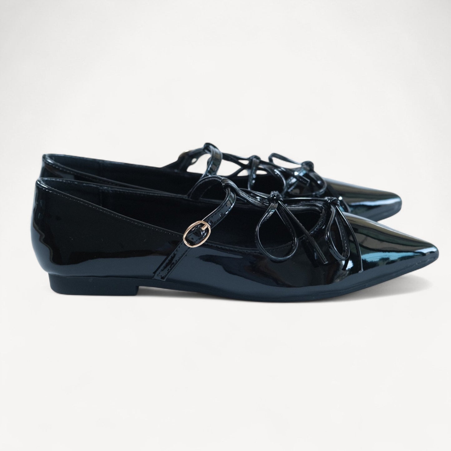 Black Patent T - Strap Ballet Flats - tutufox - shoes