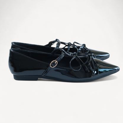 Black Patent T - Strap Ballet Flats - tutufox - shoes