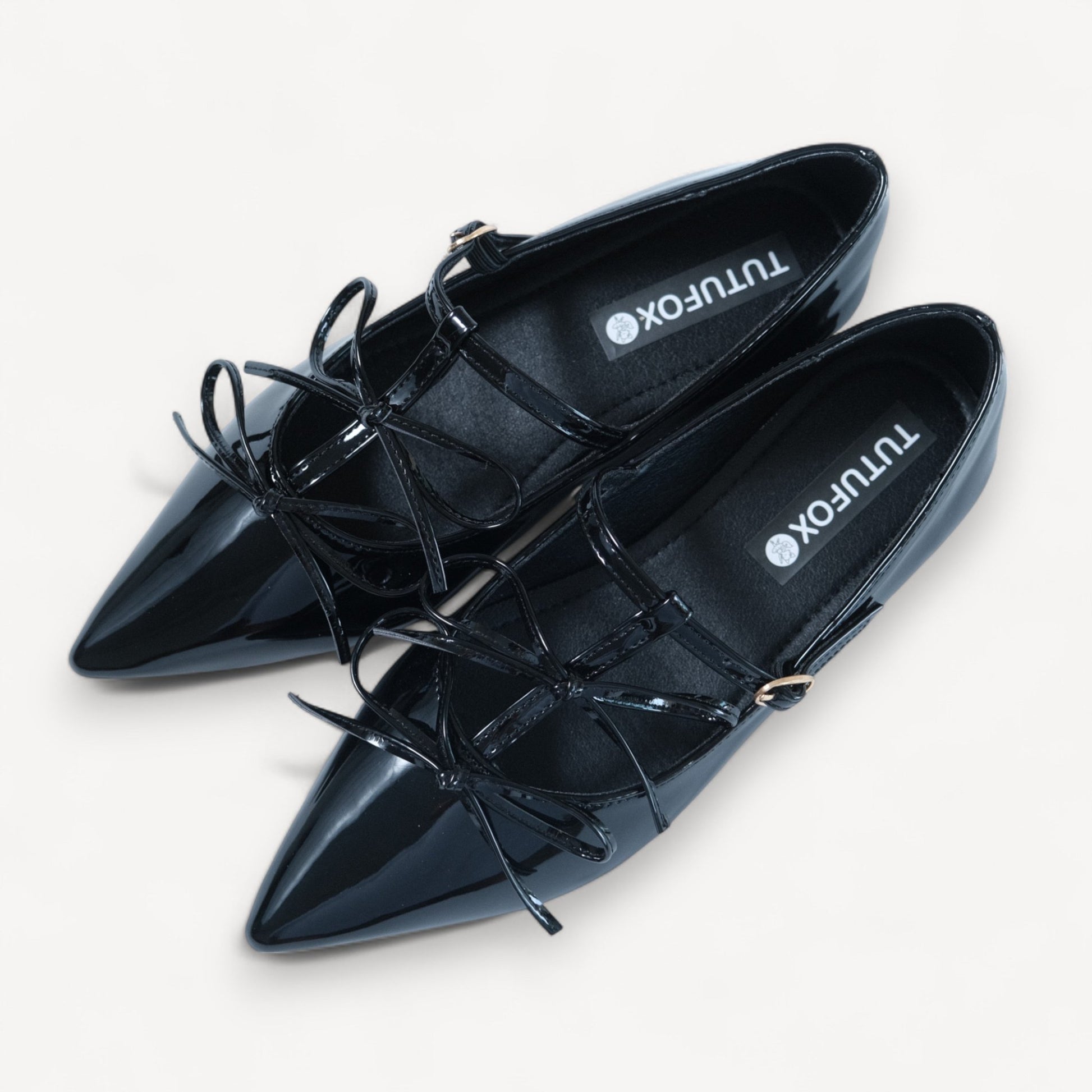Black Patent T - Strap Ballet Flats - tutufox - shoes
