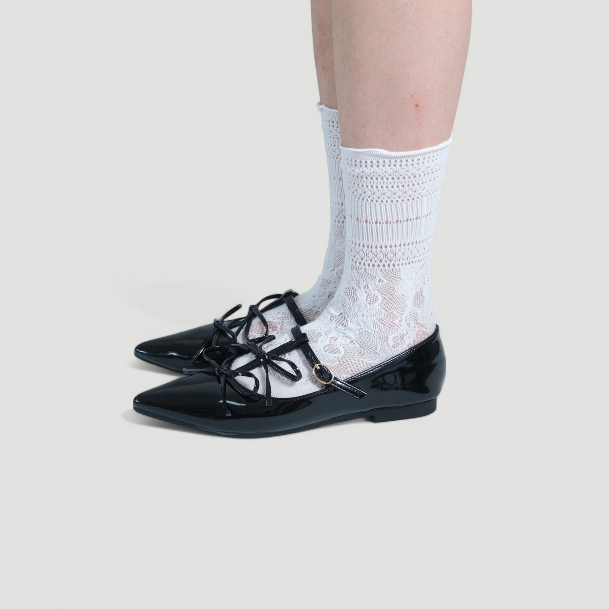 Black Patent T - Strap Ballet Flats - tutufox - shoes