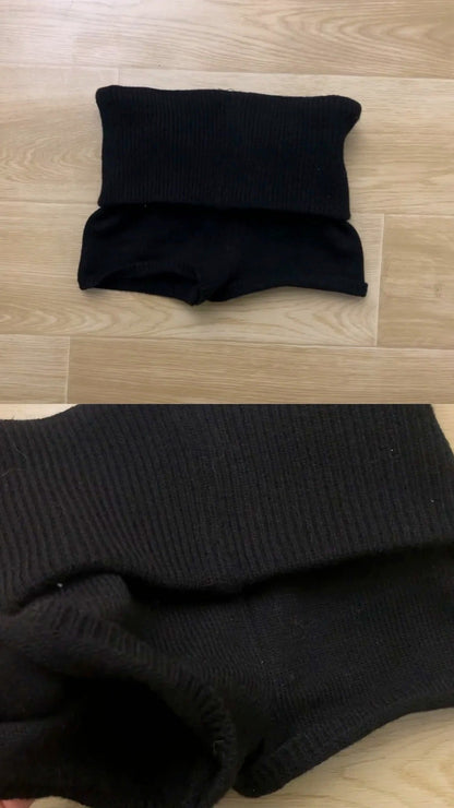 Black Sequin Cami Top with Black Knit Shorts Y2K Two - Piece Set - tutufox - 
