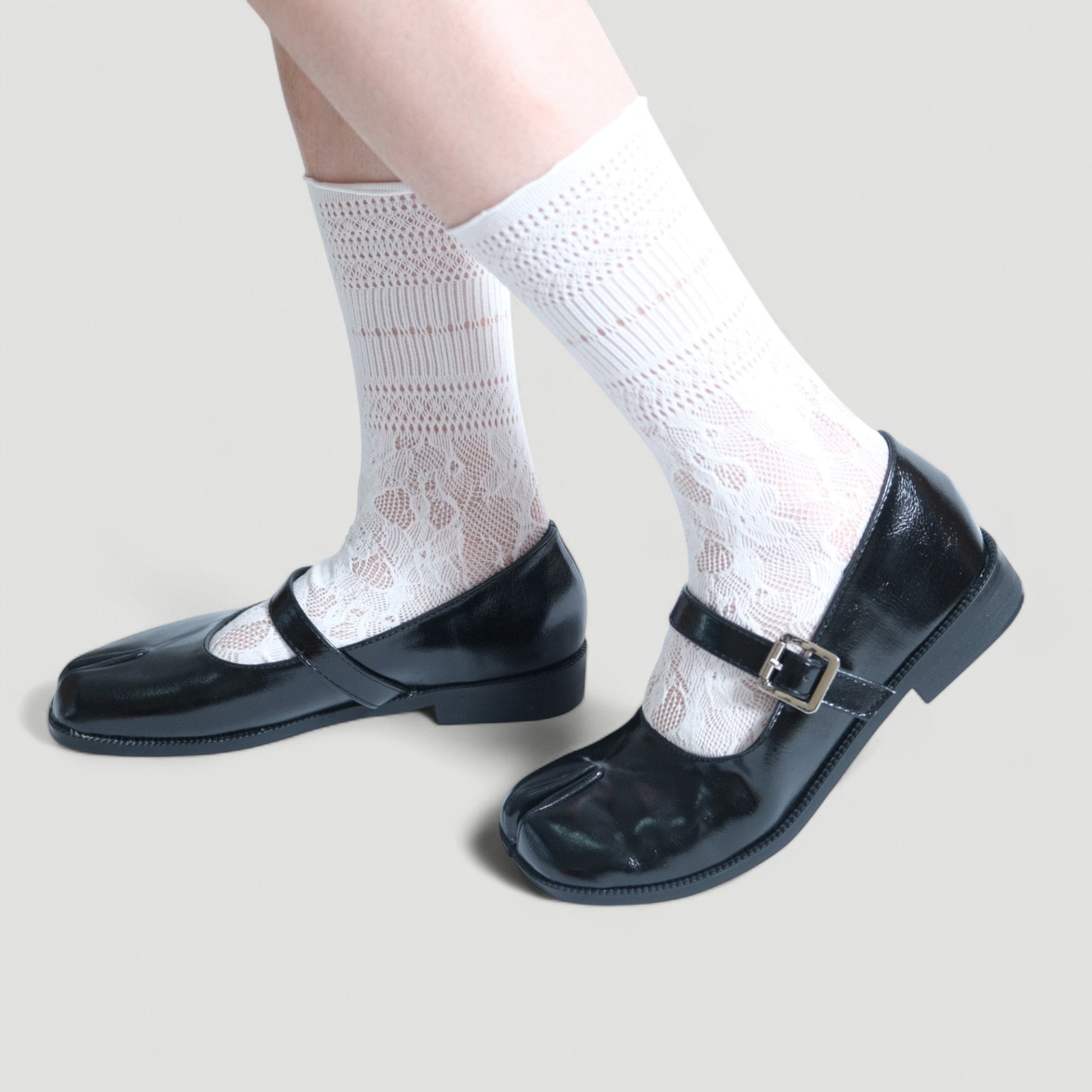 Black Sequin Split Toe Mary Jane Tabi - tutufox - tabis